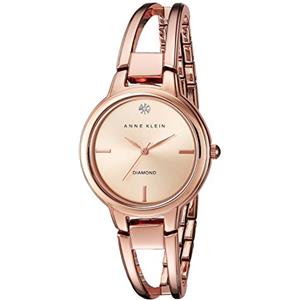 Anne Klein - Orologio da donna a bracciale rigido, con quadrante con vero diamante, Rosa