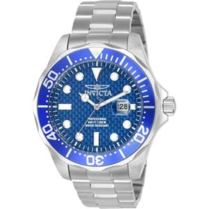 Invicta Pro Diver Orologio da Uomo in acciaio inossidabile con movimento Quarzo - 47mm, Argento / Blu
