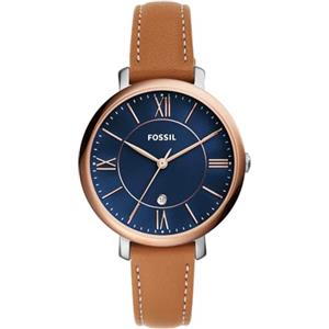 Fossil Orologio Jacqueline da donna, Movimento al quarzo a tre lancette con cinturino in pelle, Marrone E Blu