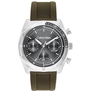 Calvin Klein Orologio Analogico Multifunzione al Quarzo da Uomo Collezione CK FLEX con Cinturino in Silicone Verde - 25200469