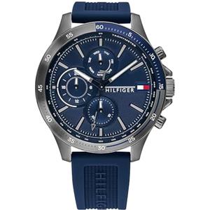 Tommy Hilfiger Orologio Analogico Multifunzione al Quarzo da Uomo con Cinturino in Silicone Blu Navy - 1791721