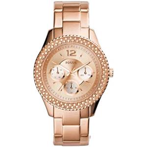 Fossil Orologio Stella per donna, Movimento cronografico al quarzo con cinturino in acciaio inossidabile, 38 mm, Tono oro rosa