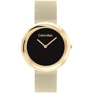 Calvin Klein Orologio Analogico al Quarzo da Donna Collezione TWISTED BEZEL con Cinturino in Maglia Metallica in Acciaio Inossidabile di Colore Dorato - 25200012