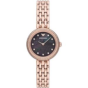 Emporio Armani Orologio donna, movimento a due lancette, cassa in acciaio inossidabile oro rosa 30 mm con bracciale in acciaio inossidabile, AR11432