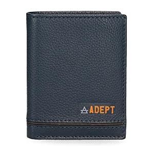 ADEPT joumma bags,s.l. Adept Kurt - Portafoglio verticale con portamonete blu, 8,5 x 10,5 x 1 cm, in pelle, colore: blu