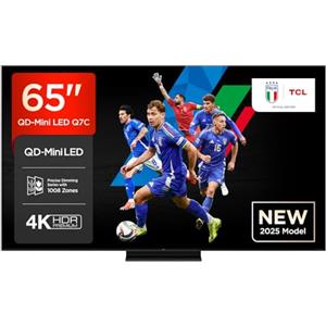 TCL 65Q7C 65 Inch QD Mini LED TV, 4K HDR Premium 2600, Smart Google TV (Dolby Vision IQ e Atmos, pannello HVA, Motion Clarity Pro a 144 Hz)