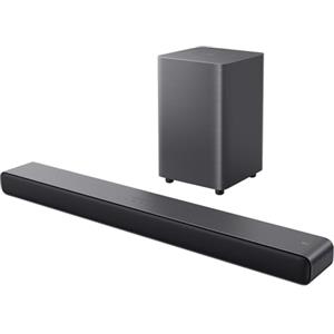 TCL S55HE Soundbar 2.1, 220W, Dolby Atmos, DTS Virtual:X, subwoofer wireless, Bluetooth 5.3, HDMI eARC, USB, ottico, montaggio a parete, telecomando incluso