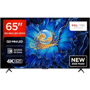 TCL 65C61KS 65" Mini LED TV, 4K UHD QLED, Smart Google TV con Dolby Atmos, Game Master