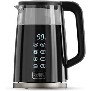 Black+Decker - Bollitore Elettrico BXKE2206E | 2200W | Capacità 1,7L | 7 Livelli di Temperatura | Vetro con Isolamento a Doppia Parete | Base Rotante 360º | Spegnimento Automatico | Filtro Rimovibile