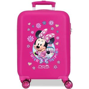 Disney Joumma Minnie Helpers Valigia Cabina, Valigia per bambini, realizzata in ABS, materiale resistente, quattro ruote doppie a rotazione multidirezionale, chiusura a combinazione laterale, Rosa