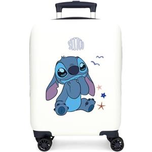 Disney Stitch Excited Luggage - Bagaglio per bambini, unisex per bambini, il bagaglio a mano Excited Side Combination Lock a 4 ruote è realizzato in ABS, un materiale rigido e leggero.