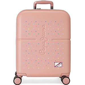 Pepe Jeans Carina Valigia Cabina Rosa 40x55x20 cm ABS Rigido Chiusura TSA Integrata 37L 2,74 kg 4 Doppie Ruote Bagaglio a Mano Estensibile