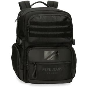 Pepe Jeans Bromley Zaino Portatile Adattabile Portatile 15,6 Pollici Nero 28x40x16 cm Poliestere 20,46L by Joumma Bags, Nero, Taglia unica, Zaino portatile adattabile