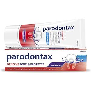 Parodontax Gengive Forti & Protette, Dentifricio quotidiano con Acido Ialuronico, rinforza il sigillo tra bordo gengivale e dente per una protezione duratura* delle gengive, Menta Fresca 75 ml