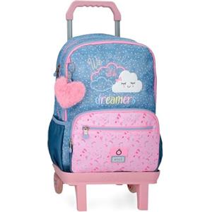 Enso Dreamer Zaino per bambini, zaino per la scuola, realizzato in poliestere, ruote doppie a rotazione multidirezionale, molteplici modi per usarlo, blu, Rucksack 44 + Trolley, Zaino 44 + carrello