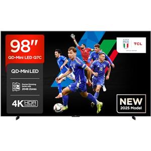 TCL 98Q7C 98 Inch QD Mini LED TV, 4K HDR Premium 2600, Smart Google TV (Dolby Vision IQ e Atmos, pannello HVA, Motion Clarity Pro a 144 Hz)