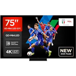 TCL 75Q7C 75" QLED TV 4K QD-Mini LED, HDR Premium 3000, Google TV (Dolby Vision IQ & Atmos, Pannello HVA, Refresh Rate 144Hz, Game Master, Google Assistant Hands-Free, Apple AirPlay 2 & Alexa)