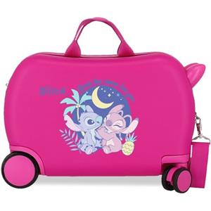 Disney Adorabile Stitch Moods Valigia da Cabina Rigida ABS Chiusura a combinazione Laterale 4 Ruote Doppie Bagagli Mano, In The Moon, Taglia unica, Valigia per bambini