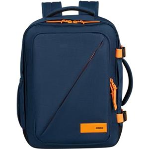 American Tourister Take2Cabin - Borsa da cabina Ryanair 25 x 20 x 40 cm, 24 L, 0,50 kg, bagaglio a mano, zaino aereo S sottosella, blu/arancione (blu scuro/arancione radioso)