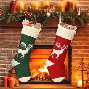 BHGWR Calze Befana Vuote Grandi Set di 2, Calze di Natale da Appendere Personalizzate Calza della Befana Vuota Personalizzata, Calze Natalizie da Appendere al Camino Decorazioni Natalizie Rosso Verde