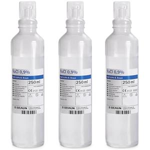 Generico Soluzione fisiologica NaCl 0,9% (3x250 ml) per irrigazione e Cassetta Medica Pronto Soccorso Valigetta