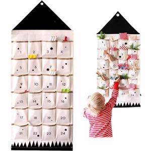 fkngcp Calendario dell'avvento in Tessuto con Tasche calendari di Avventura Vuoto 24 Giorni per riempire Il Calendario Fai -da -Te reuso 20x48 Pollici per la casa, L'Ufficio, la Scuola