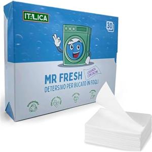 MR FRESH Detersivo in Fogli per Lavatrice, 30x2 Fogli, 60 Lavaggi, Detergente Concentrato per Bucato Ipoallergenico
