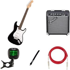 Fender Squier by Fender Debut Collection Kit di Chitarra Elettrica Stratocaster per Principianti, include Amplificatore, Cavo, Tracolla e Accordatore, Nero