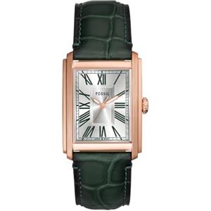 FOSSIL Orologio Carraway da uomo, Movimento al quarzo a tre lancette con cinturino in pelle o acciaio inossidabile, 30 mm, Nero Jet