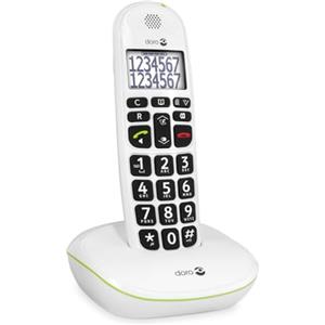 Doro PhoneEasy 110 Telefono Cordless DECT per Anziani - Telefono Portatile - Telefono Fisso - Cordless Casa - Tasti Grandi Parlanti - Interfono - Audio Amplificato (X 1 / Bianco)