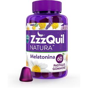 VICKS ZZZQUIL Zzzquil Natura Integratore Per Il Sonno A Base Di Melatonina Con Camomilla, Valeriana E Lavanda 60 Pastiglie Gommose