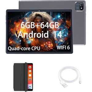 redbeat Tablet Bambini 10 Pollici Android 14 - Rebeat A5 Processore 1.6GHz Quad-core, 6 GB di RAM 64 GB di ROM Espandibile fino a 1 TB, Touch Screen LCD HD 1280x800, Doppia Fotocamera, WiFi 6.0, BT5.0