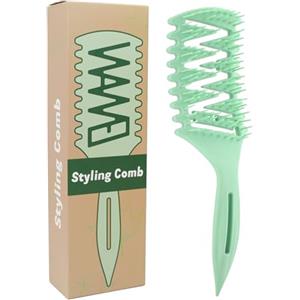 Mnxght Spazzola Capelli Ricci, Spazzola per Capelli Spazzola Ricci Styling Bounce Curl Spazzola per Donna Uomo Bambini Curly hair Brush con Punte per Definire Verde