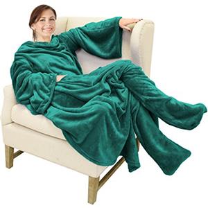 Catalonia Classy coperta in pile con maniche e piedi, Morbido plaid con maniche, slanket coperta con piedi, Regalo per adulti, uomini, donne, adolescenti, fidanzata, moglie, 190 cm x 135 cm