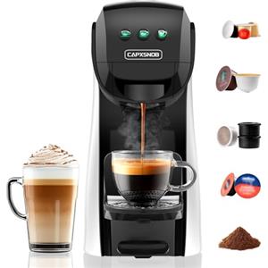 CAPXSNOB Warriors1 Macchina da Caffè Capsule 5in1 per Nespresso OL, Dolce Gusto, Lavazza A Modo Mio, FAP Espresso Point e Caffè Macinato, 20bar, 0,8L, Calore e Quantità Regolabili, Compatta per Casa e Ufficio