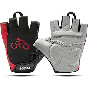 EULANT Guanti MTB, Guanti da Ciclismo Mezze Dita, Guanti Bici Estivi per Outdoor Sports, Rosso, L