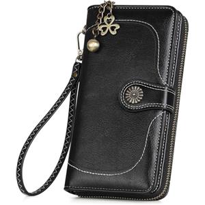 RRANCharltu Portafoglio Donna Grande in Pelle Portamonete Donna con Slot per Carte, Scomparto per Monete Cinturino Portatile