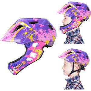 ONTYZZ Casco Bici Bambino Integrale Caschetti per Bambini Caschi Integrali MTB Ragazzi Ragazza Caschetto Bici con Protezione Mento Staccabile per Skateboarding Roller Skating