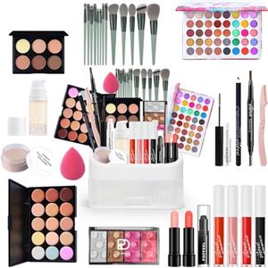 FantasyDay Set di Trucchi, FantasyDay Kit di Bellezza Cosmetici Kit per Occhi, Viso e Labbra - Natale Regalo Xmas Makeup Gift Set con Correttore, Rossetti, Lucidalabbra, Palette Ombretti, Mascara, Trousse, Fard