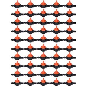 Lwuey Valvola Chiusura Irrigazione Goccia 1/4 Pollice, Valvola Accoppiamento Universale Plastica Tubi Irrigazione Adattatore Barba Tubo Flessibile Tipo Connettore Interruttore Prova Perdite 50 Pezzi