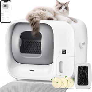 Amicura Cura3 Lettiera Gatto Autopulente Automatica - Auto-Imballaggio Senza Contatto, 7 Sensori Sicurezza TÜV, Anti-Fuite 360° & Antiodore, Controllo APP per Più Gatti Lettiera Autopulente per Gatti