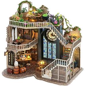 CUTEBEE Casa delle bambole in miniatura con mobili, kit fai da te per casa delle bambole più copertura antipolvere scala 1:24 stanza creativa per San Valentino idea regalo (Magic House))