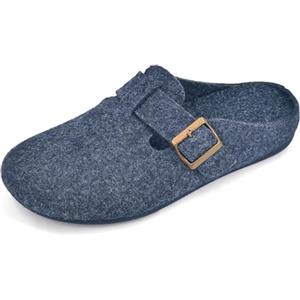 JOMIX Pantofole Uomo Invernali Feltro con Fibbia Ciabatte Ortopediche Anziani Calde Comode Plantare Morbido Estraibile Ergonomiche da Casa Pantofole Elegante da Interno ed Esterno MU2414 Blu Notte 43