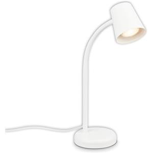 Briloner - Lampada da comodino, lampada da scrivania orientabile, lampada da tavolo GU10 per ufficio con interruttore a cavo, lampada da lettura, 9W, 130x385mm (DxA), metallo, bianco