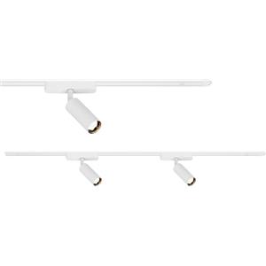 Briloner Set di prolunghe per sistema a binario, 2x faretti LED, estensibili, orientabili, sistema a binario per soffitto, binario per faretti, lampade a soffitto, plafoniera, faretto, 1m, bianco