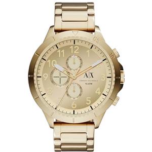 Armani Exchange Orologio per uomo, Movimento cronografo al quarzo e cassa da 50 mm con cinturino in acciaio, Tono oro
