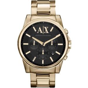 Armani Exchange Orologio da uomo, movimento cronografo al quarzo, cassa in acciaio inossidabile dorata da 45 mm con bracciale in acciaio inossidabile, AX2095, Tono oro e nero