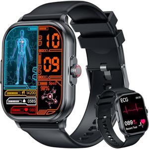 idomars Orologio Smartwatch Uomo con Cardiofrequenzimetro Salute: 2.0" Fitness Intelligente con Orologi Chiamate Bluetooth ECG Pressione Sanguigna Sonno SpO2 Impermeabile IP68 Watch Compatibile Android e iOS