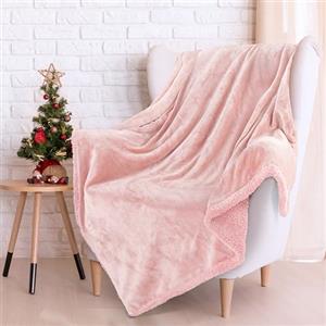 Catalonia Classy Coperta sherpa rosa, soffice coperta copriletto morbida Copriletto in flanella morbida coperta divano, Caldo peluche rosa coperta in pile per divano letto TV, 150 x 130 cm