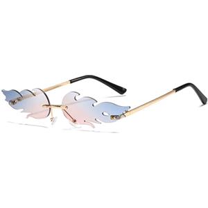 BOBOZHONG Occhiali,Occhiali Fiamma Senza Montatura Occhiali da Sole Fiamma Unisex Occhiali Senza Bordo Occhiali da Sole,Unisex Occhiali da Sole Stile Punk Vintage di Moda C14